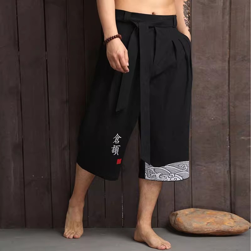 Summer Clothing Men Linen - Japanese Kimono Traditional Pants Men Asian