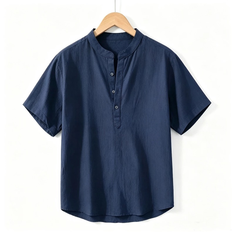 Summer Thin Short-sleeved Shir – Summer Clothing Men Linen recenzja i cena