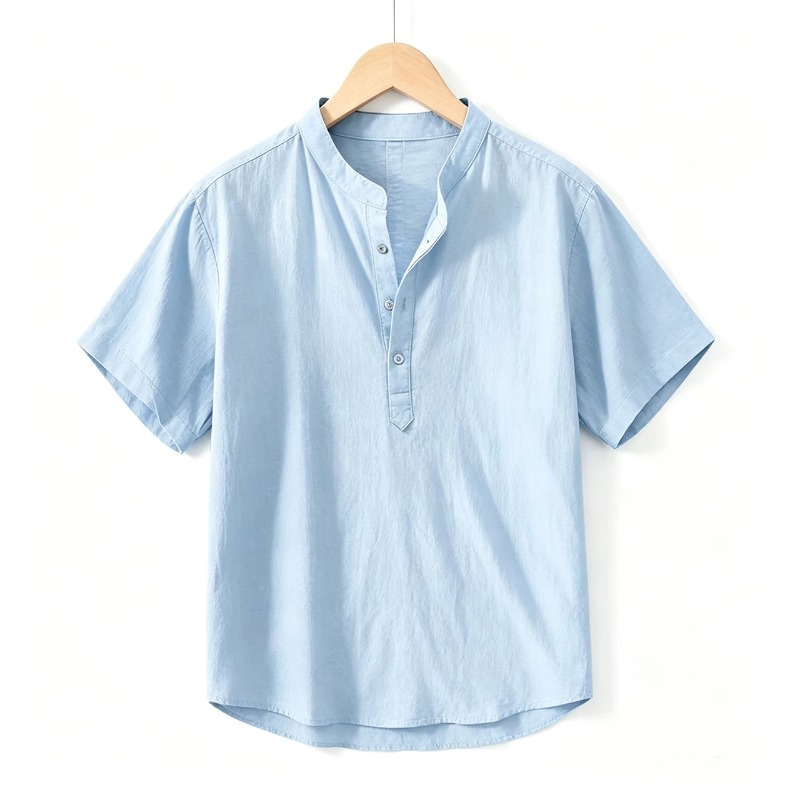 Summer Thin Short-sleeved Shir – Summer Clothing Men Linen recenzja i cena