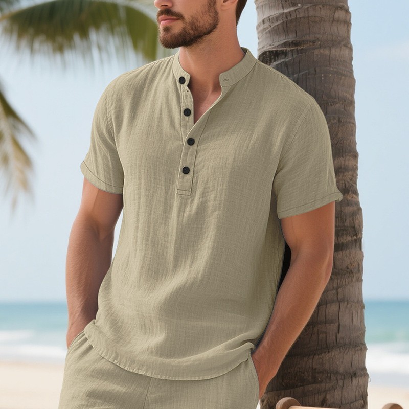 Men Shirt Mens Linen Loose Fit – Summer Clothing Men Linen recenzja i cena