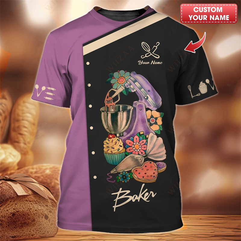 Custom Name Baker Graphic T Sh – Summer Clothing Name recenzja i cena