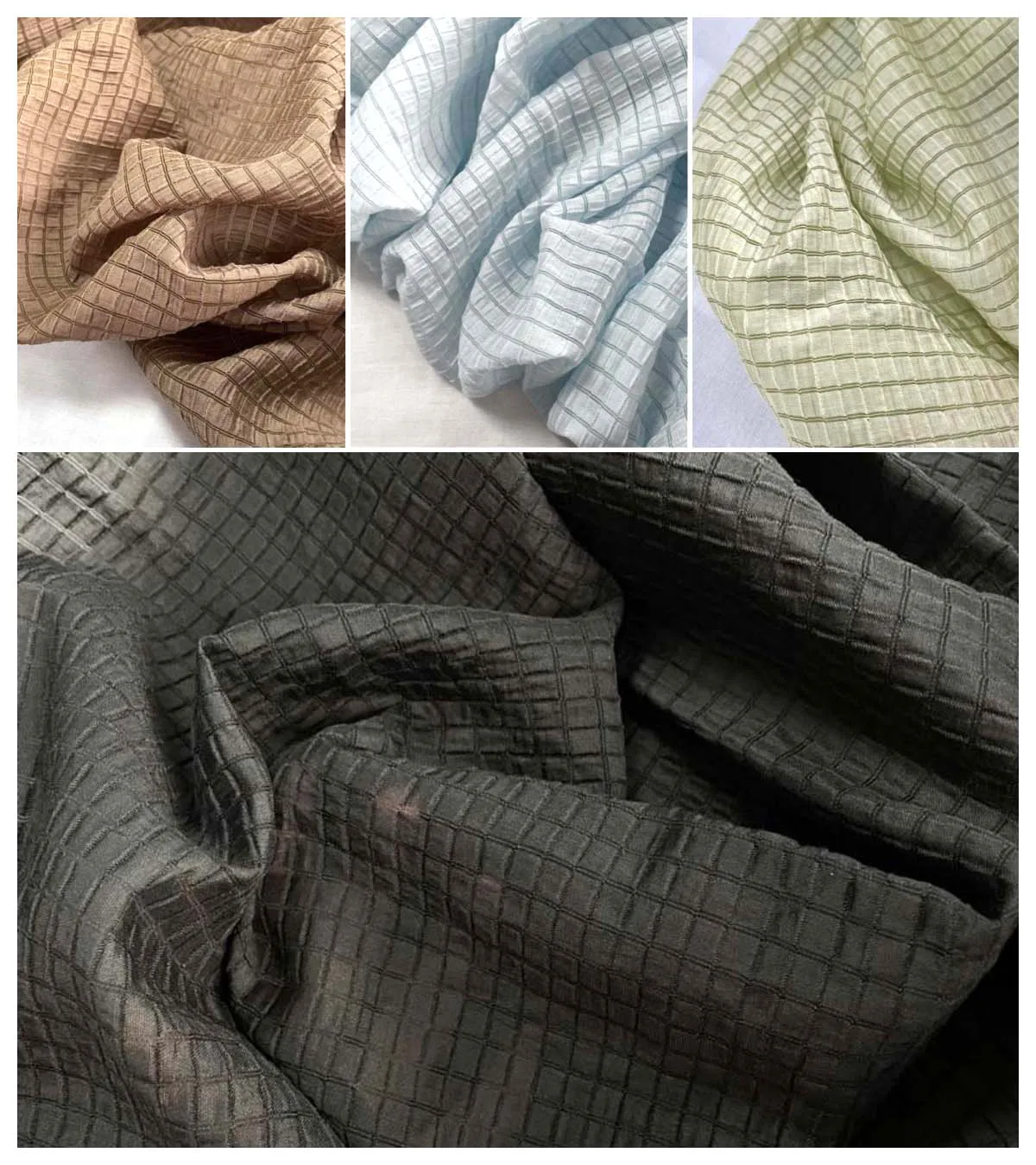 Cream Yellow Checkered Fabric  – Summer Clothing Material recenzja i cena