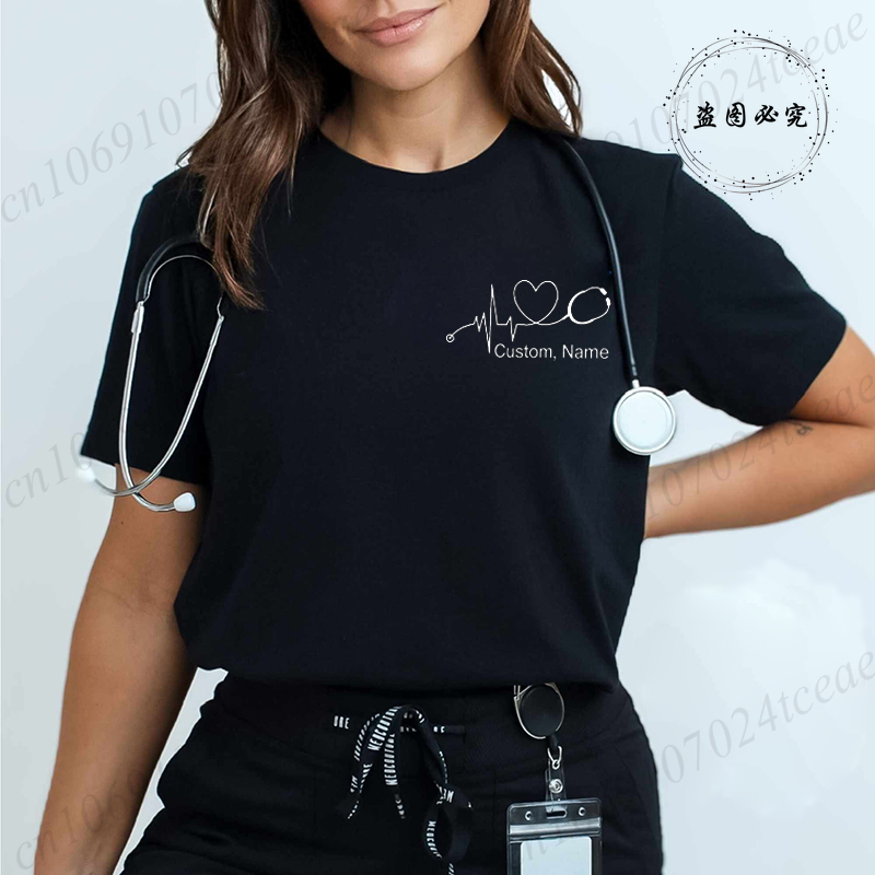 Custom Name Nurse Shirt Stetho – Summer Clothing Name recenzja i cena