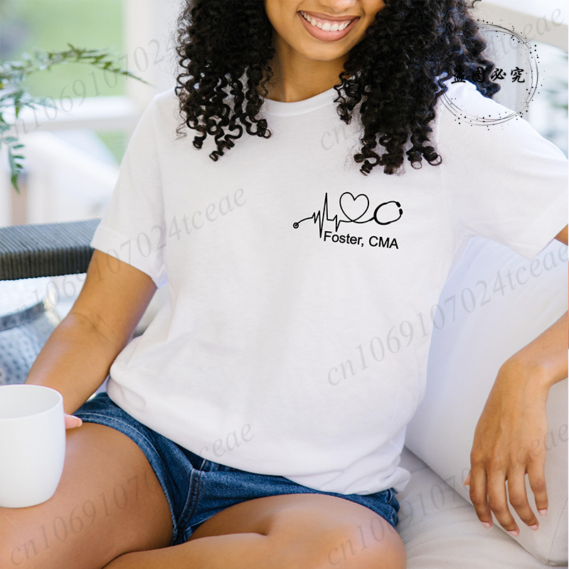Custom Name Nurse Shirt Stetho – Summer Clothing Name recenzja i cena