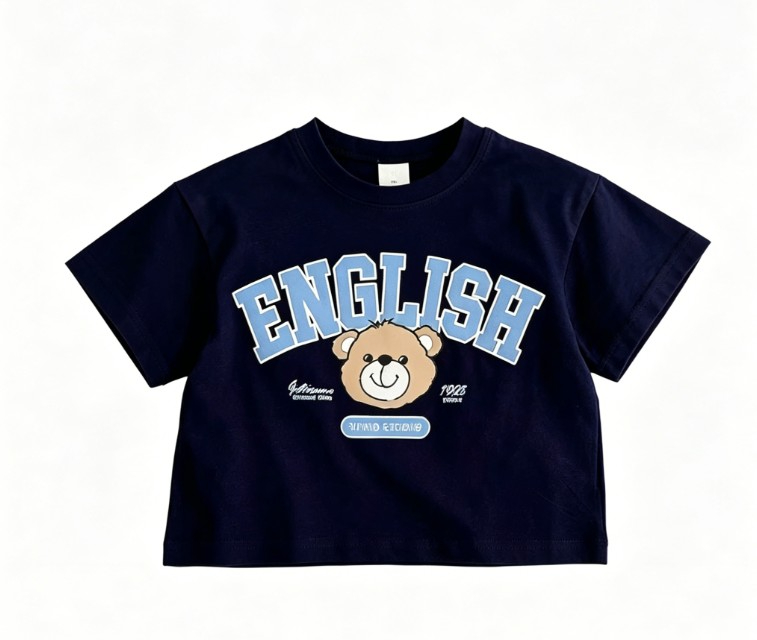 Kids Cute English Bear T Shirt – Summer Clothing Options recenzja i cena