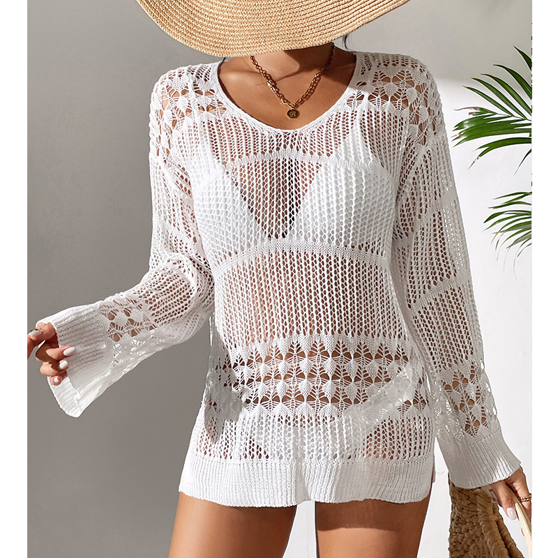 Solid Hollow Out Crew Neck Dre – Summer Dresses Yours Clothing recenzja i cena