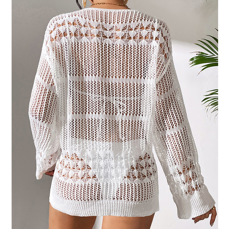 Solid Hollow Out Crew Neck Dre – Summer Dresses Yours Clothing recenzja i cena