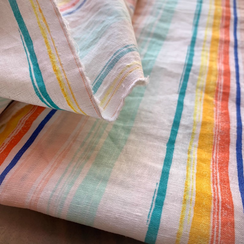 Soft Multicolor Striped Linen  – Summer Clothing Material recenzja i cena