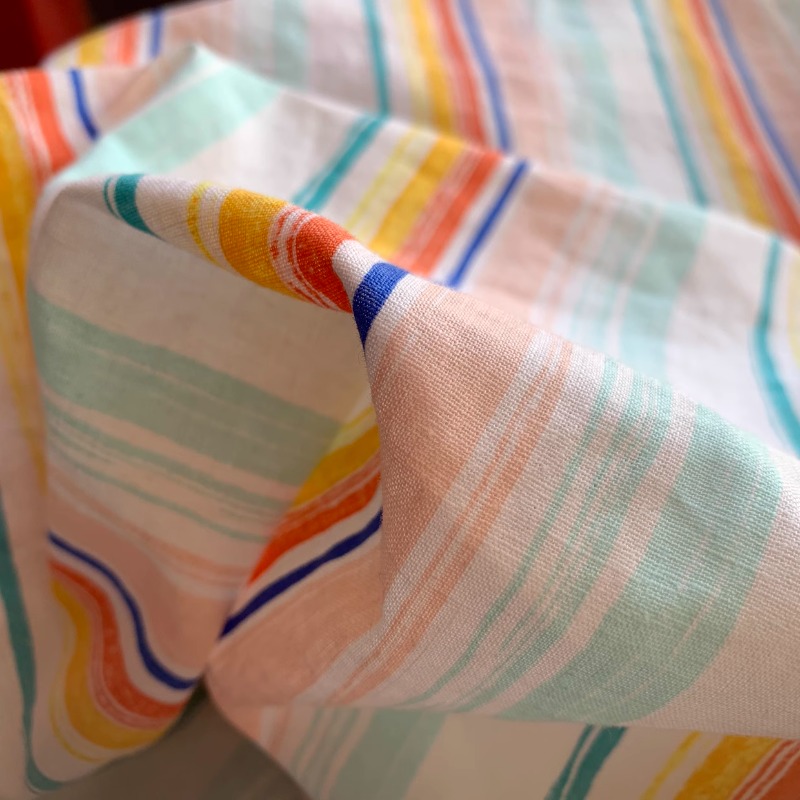 Soft Multicolor Striped Linen  – Summer Clothing Material recenzja i cena