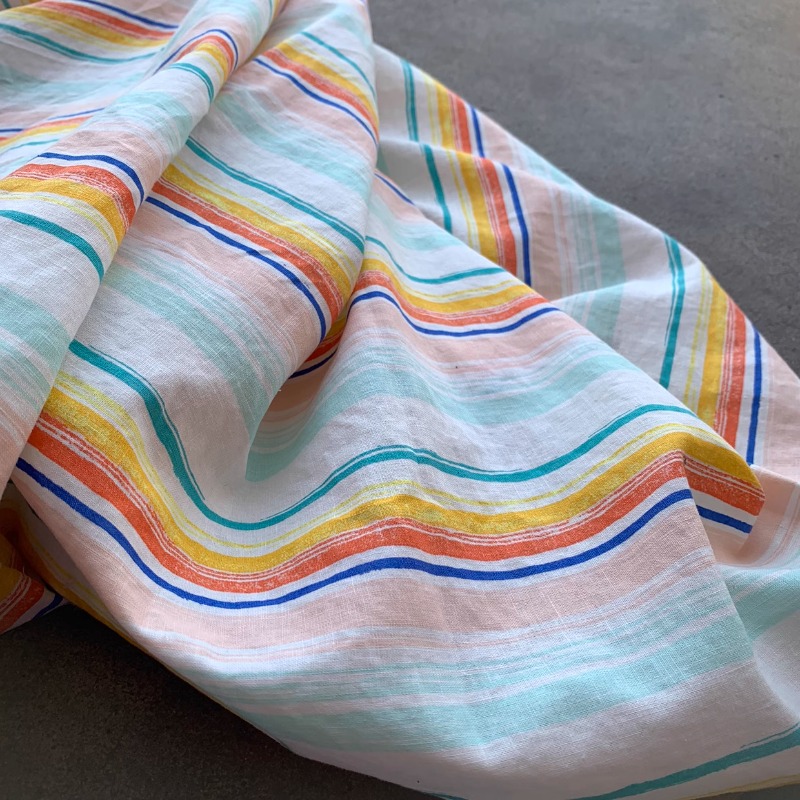 Soft Multicolor Striped Linen  – Summer Clothing Material recenzja i cena