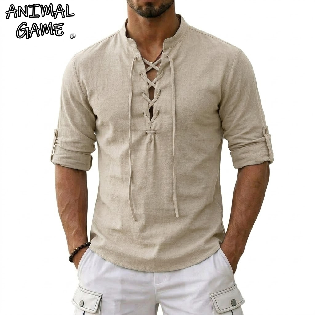 Men's Long Sleeved Linen T-Shi – Summer Viking Clothing recenzja i cena