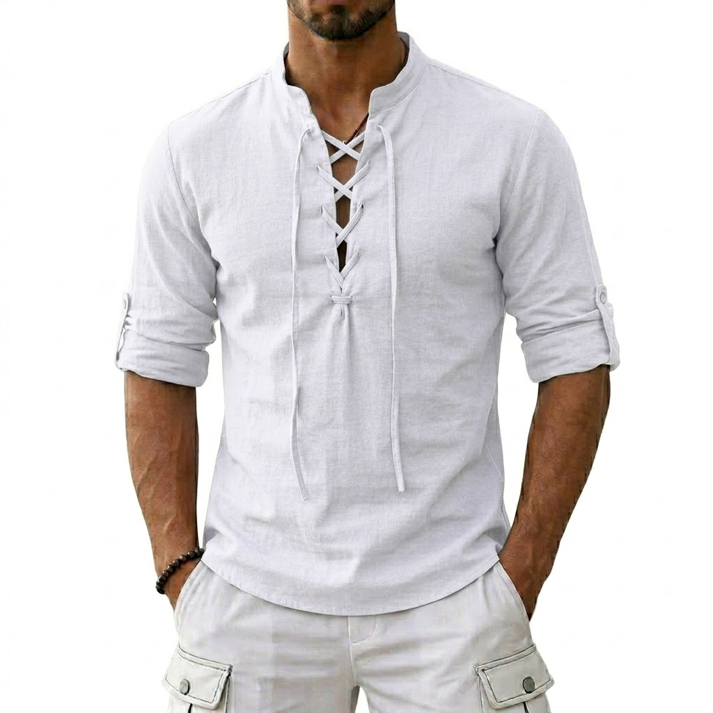 Men's Long Sleeved Linen T-Shi – Summer Viking Clothing recenzja i cena