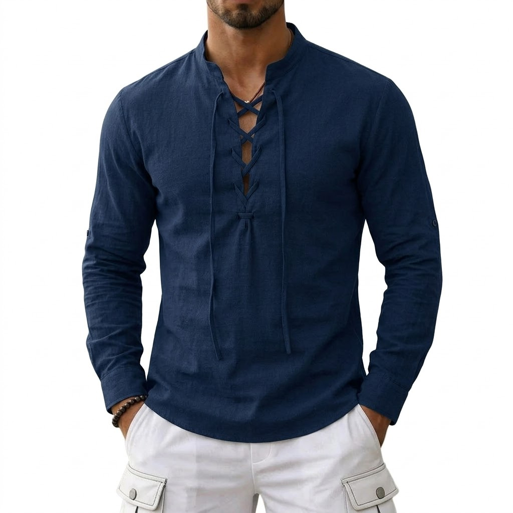 Men's Long Sleeved Linen T-Shi – Summer Viking Clothing recenzja i cena