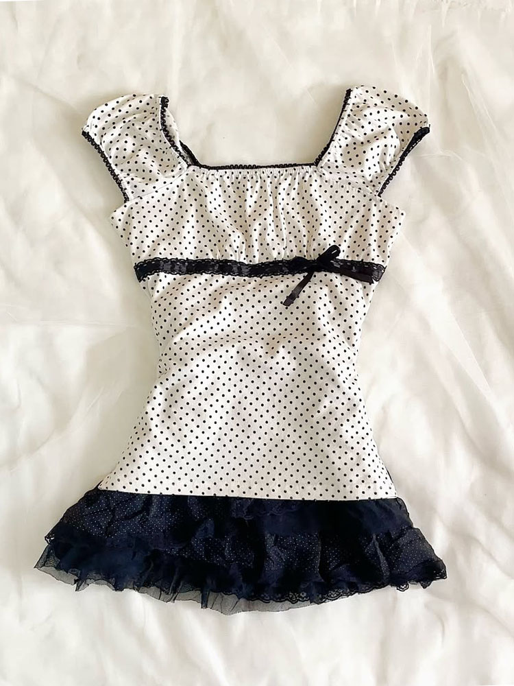 Unique Retro White Polka Dot S – Summer Clothing Material recenzja i cena