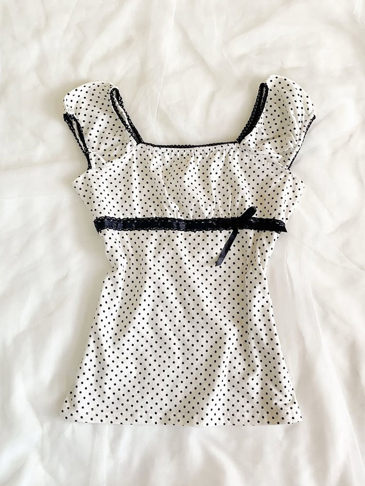 Unique Retro White Polka Dot S – Summer Clothing Material recenzja i cena